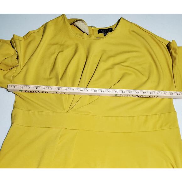 Eloquii Womens Golden Yellow Long Sleeve Dress Size 22 Fall Wedding Guest Office - Picture 3 of 4